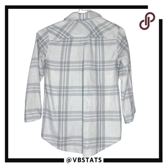 Vineyard Vines Women's Plaid Flannel Relaxed Button Up Shirt Gray White Size 00 - Picture 2 of 7